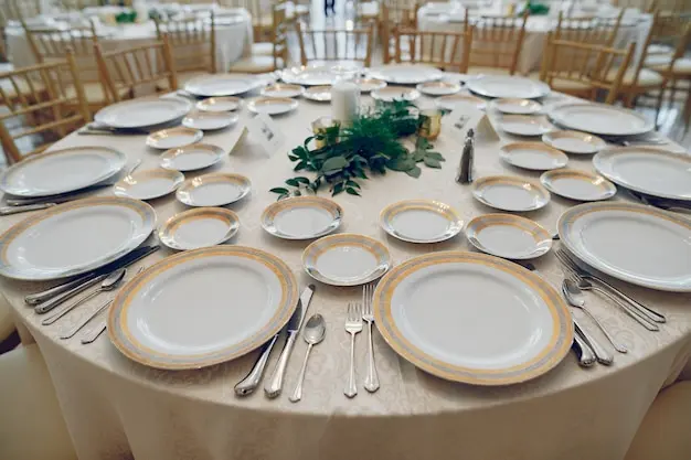 Elegant wedding tableware setup