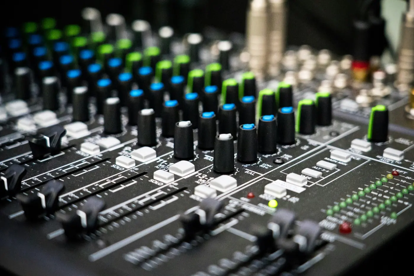 Professional audio mixer setup for sound, AV, and lighting control
